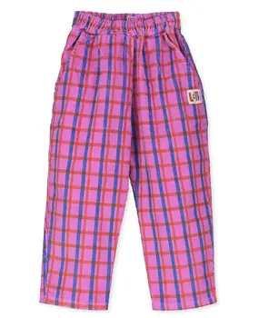 Lötie Kids Corduroy wide pants checks fucsia