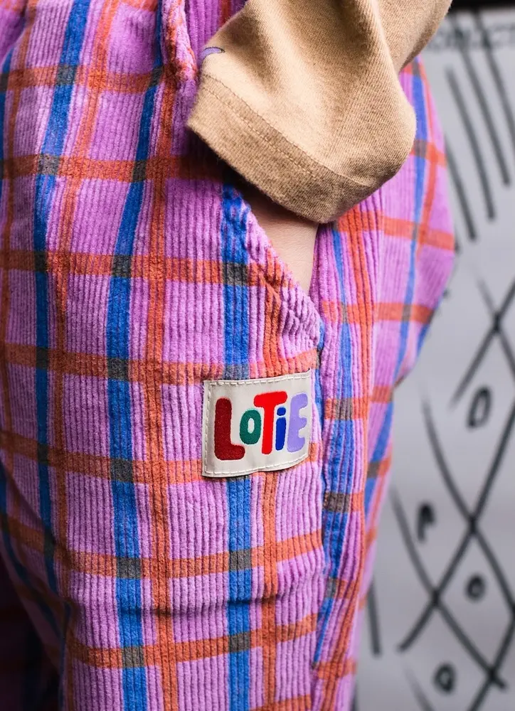 Lötie Kids Corduroy wide pants checks fucsia Lötie Kids Corduroy wide pants checks fucsia