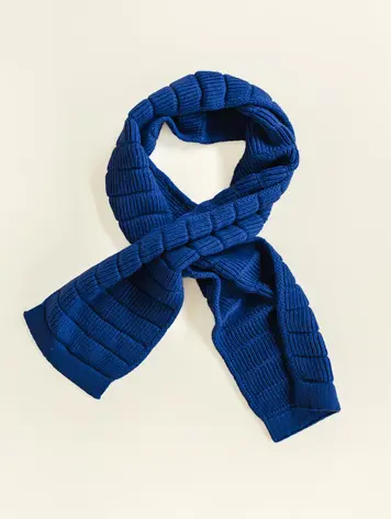 Hvid Jacobino sjaal Cobalt Blue merinowol