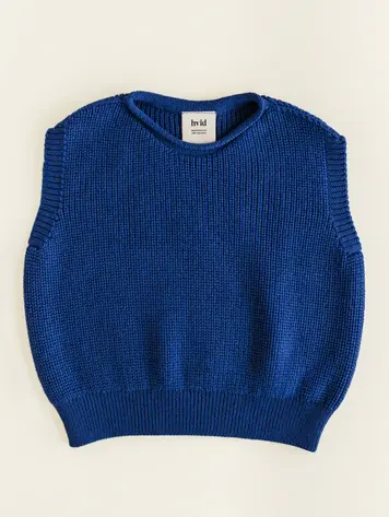 Hvid Harvey Kids vest Cobalt Blue merinowol