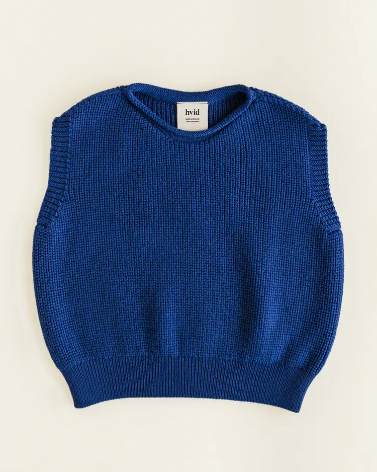 Hvid Harvey Kids vest Cobalt Blue merinowol