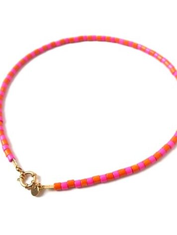 Love Issue Ketting stripe orange/pink