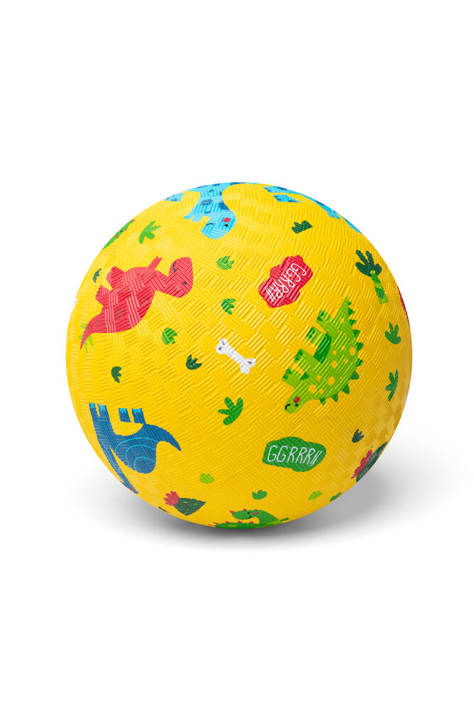 Little L Rubber bal groot 18cm - dinosaurus GEEL Little L Rubber bal groot 18cm - dinosaurus GEEL