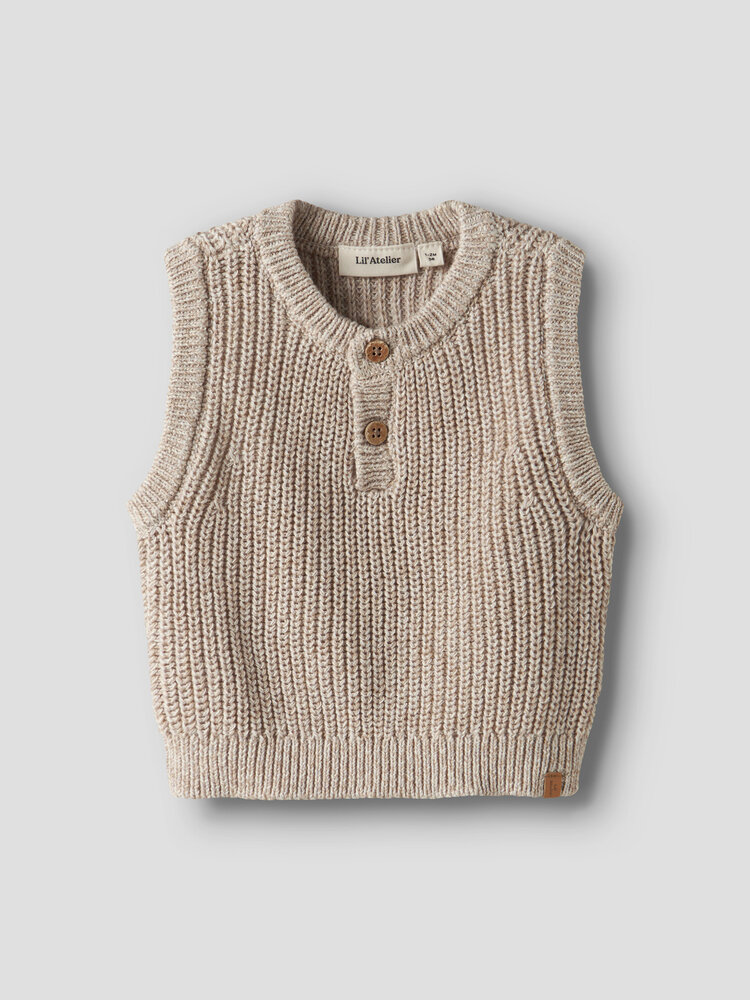 Lil Atelier 13249480 NBMROKKO KNIT VEST LIL OXFORD TAN