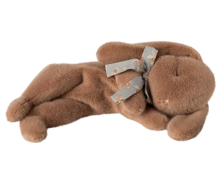 Maileg Sleeping bunny plush, Small - Soft brown