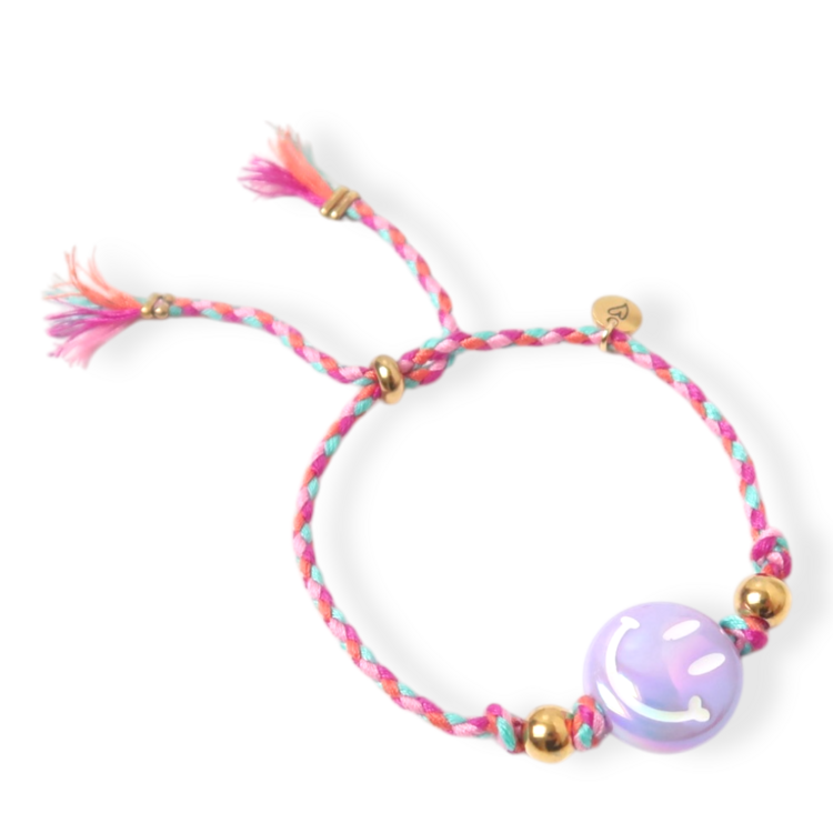 Love Issue Armband Happy Smiley Lila Pink