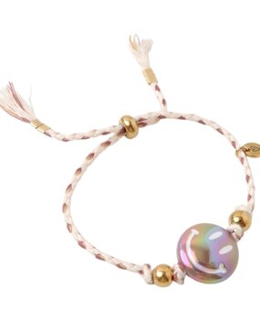 Love Issue Armband Happy Smiley White Taupe Love Issue Armband Happy Smiley White Taupe