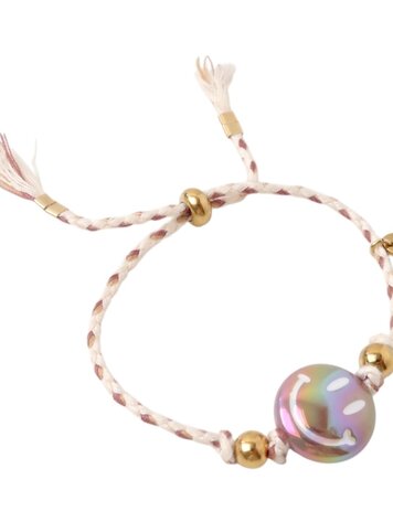 Love Issue Armband Happy Smiley White Taupe