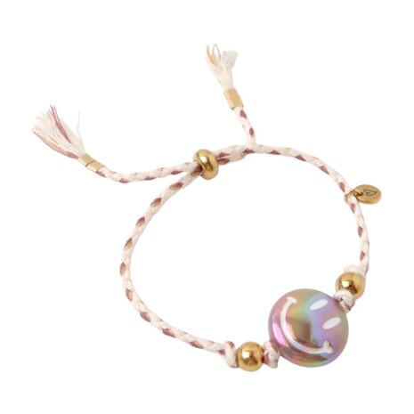 Love Issue Armband Happy Smiley White Taupe Love Issue Armband Happy Smiley White Taupe