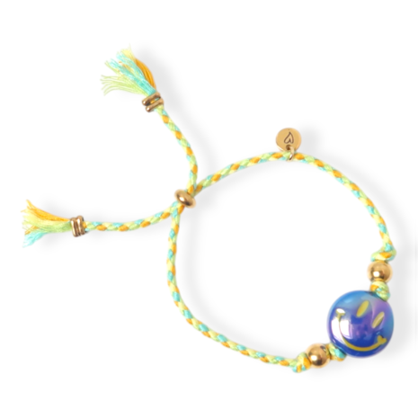 Love Issue Armband Happy Smiley Dark Blue Green Love Issue Armband Happy Smiley Dark Blue Green