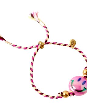 Love Issue Armband Happy Smiley Fuchsia Brown Love Issue Armband Happy Smiley Fuchsia Brown