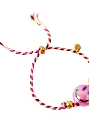 Love Issue Armband Happy Smiley Fuchsia Brown