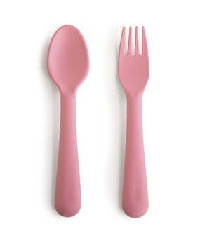 Mushie Bestekset vork & lepel - Dusty Rose Mushie Bestekset vork & lepel - Dusty Rose