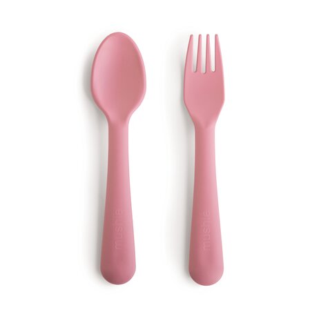 Mushie Bestekset vork & lepel - Dusty Rose Mushie Bestekset vork & lepel - Dusty Rose