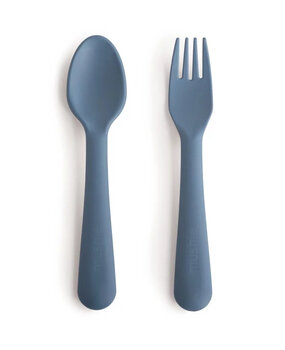 Mushie Bestekset vork & lepel - Twilight Blue Mushie Bestekset vork & lepel - Twilight Blue