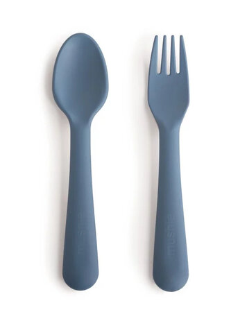 Mushie Bestekset vork & lepel - Twilight Blue