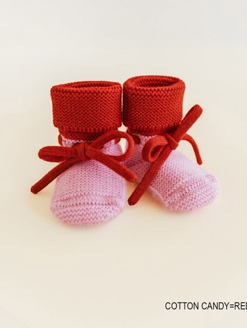 Hvid Booties - Cotton Candy/Red