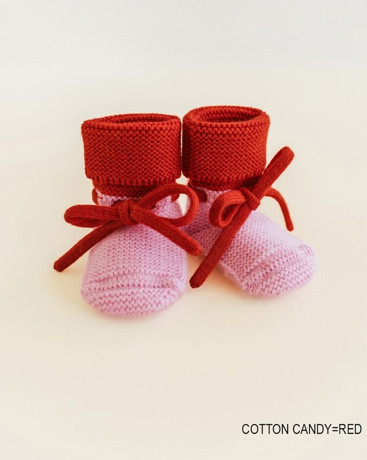 Hvid Booties - Cotton Candy/Red