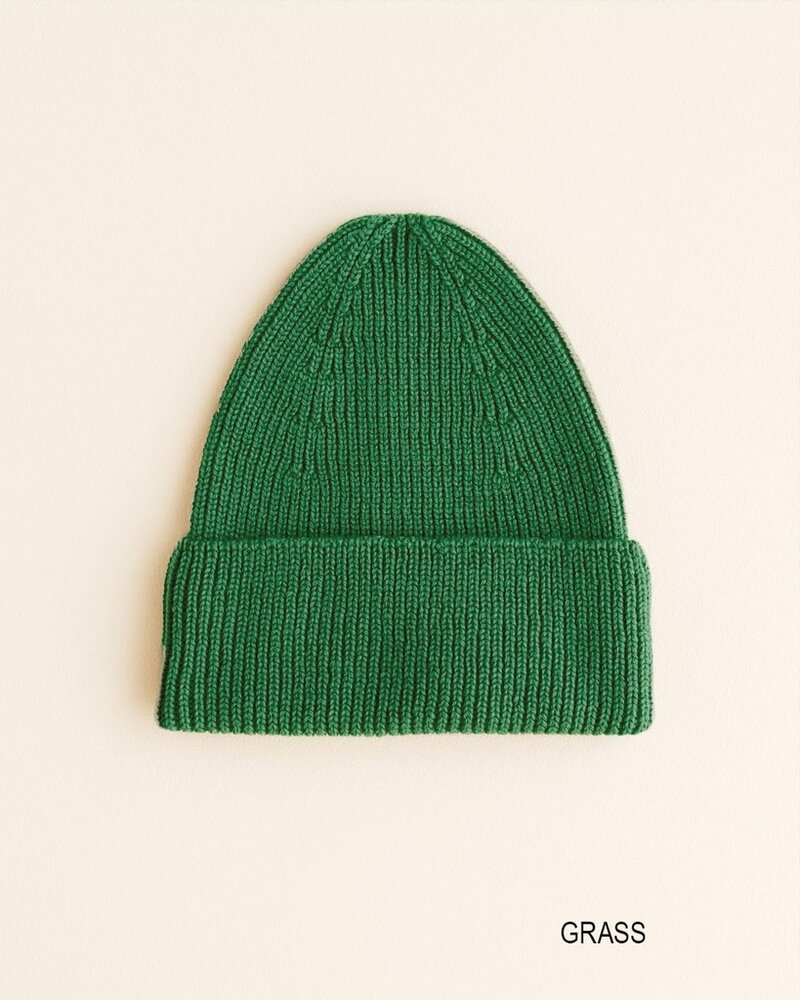 Hvid beanie merinowol groen Hvid beanie merinowol groen