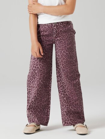 Name It wijde broek in bordeauxrood met leopardprint Name It wijde broek in bordeauxrood met leopardprint