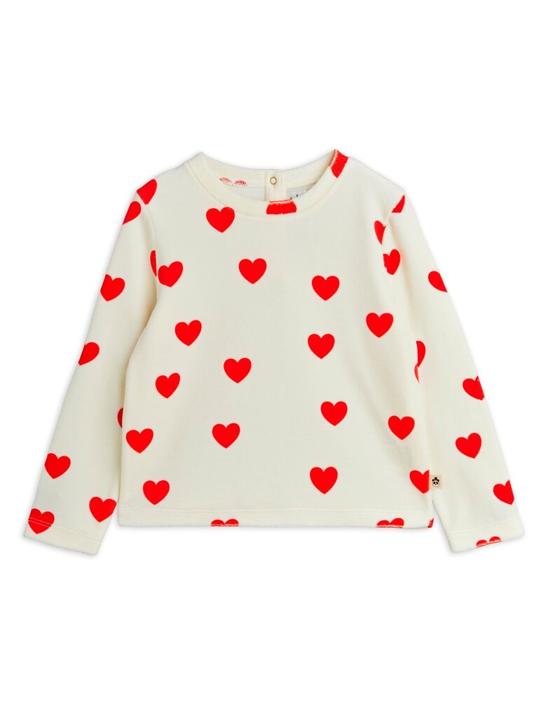 Mini Rodini Hearts aop velour top white