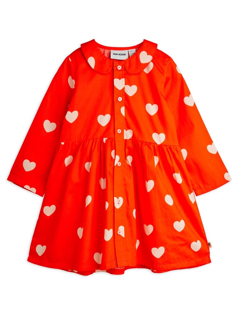 Mini Rodini Hearts aop woven dress red Mini Rodini Hearts aop woven dress red