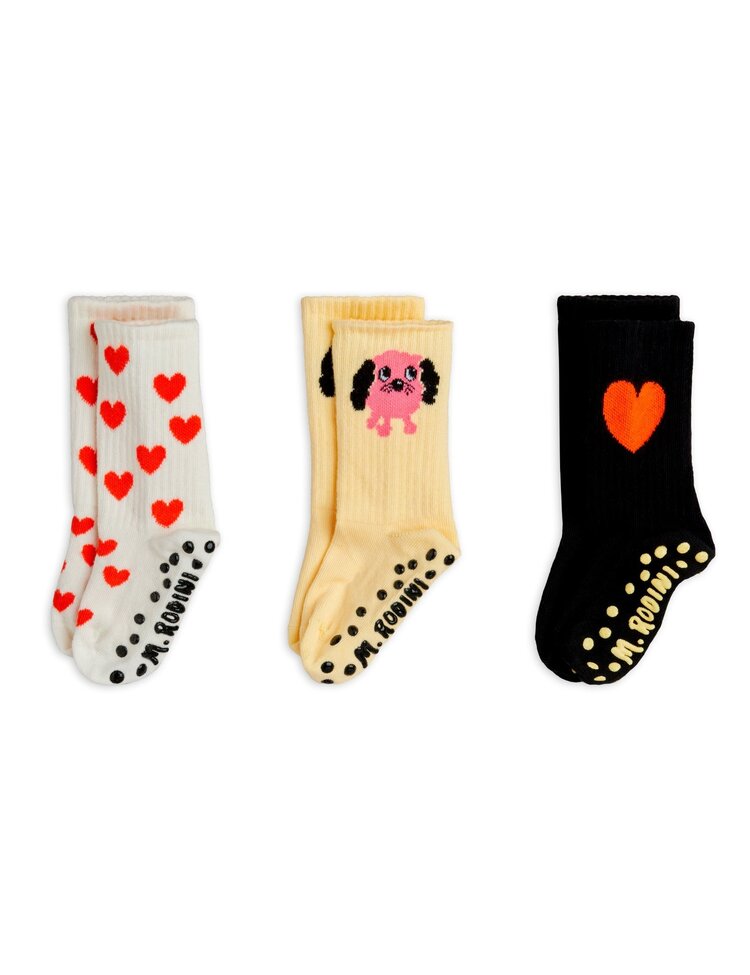 Mini Rodini Set van 3 paar anti-slip sokken Doggie