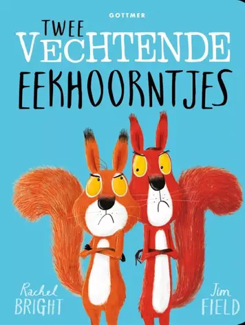 Kartonboek: Twee vechtende eekhoorntjes. 3+