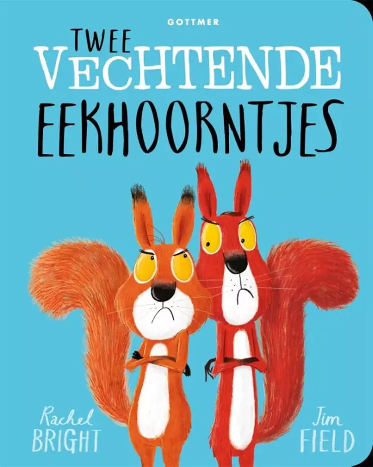 Kartonboek: Twee vechtende eekhoorntjes. 3+