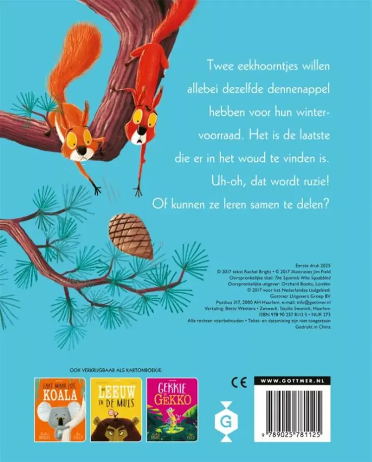 Kartonboek: Twee vechtende eekhoorntjes. 3+