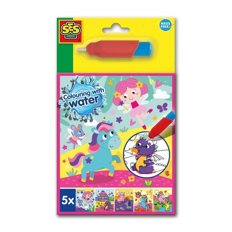 SES kleuren met water  Fantasie - kleurboek met hervulbare waterstift