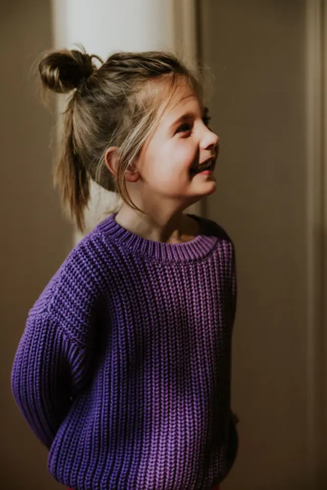 Yuki Kidswear chunky knitted sweater amethyst - gebreide paarse trui