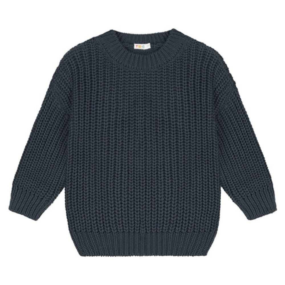 Yuki Kidswear chunky knitted sweater - donkergrijze gebreide kindertrui