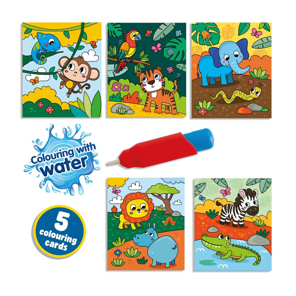 SES kleuren met water Safari - kleurboek met hervulbare waterstift