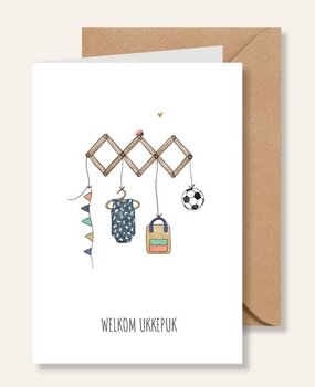 Juulz Illustrations Felicitatie kaart geboorte zoon met kapstok