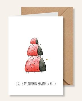 Juulz Illustrations Felicitatie kaart geboorte lieveheersbeestjes
