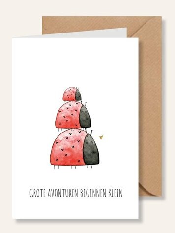 Juulz Illustrations Felicitatie kaart geboorte lieveheersbeestjes