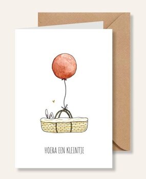 Juulz Illustrations Felicitatie kaart geboorte mozes mandje