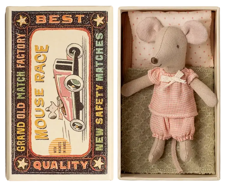 Maileg Little sister mouse in matchbox
