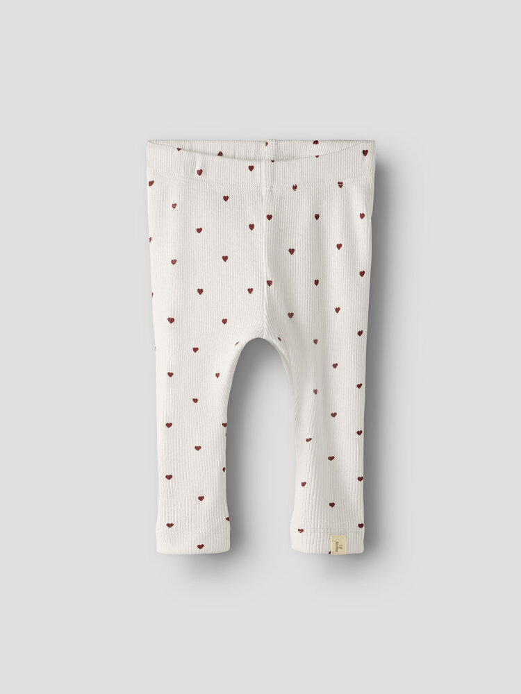 Lil Atelier legging voor baby's met hartjes print coconut milck Lil Atelier legging voor baby's met hartjes print coconut milck