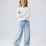 Name It 13243099 NKFROSE WIDE EMB JEANS 2010-FR NOOS Turquoise