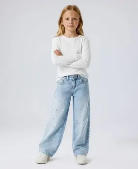 Name It 13243099 NKFROSE WIDE EMB JEANS 2010-FR NOOS Turquoise Name It 13243099 NKFROSE WIDE EMB JEANS 2010-FR NOOS Turquoise