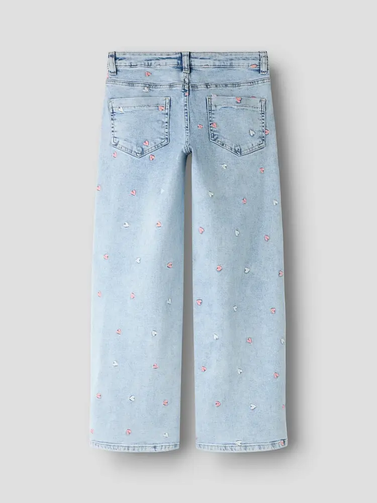 Name It blauwe spijkerbroek met all-over hartjes