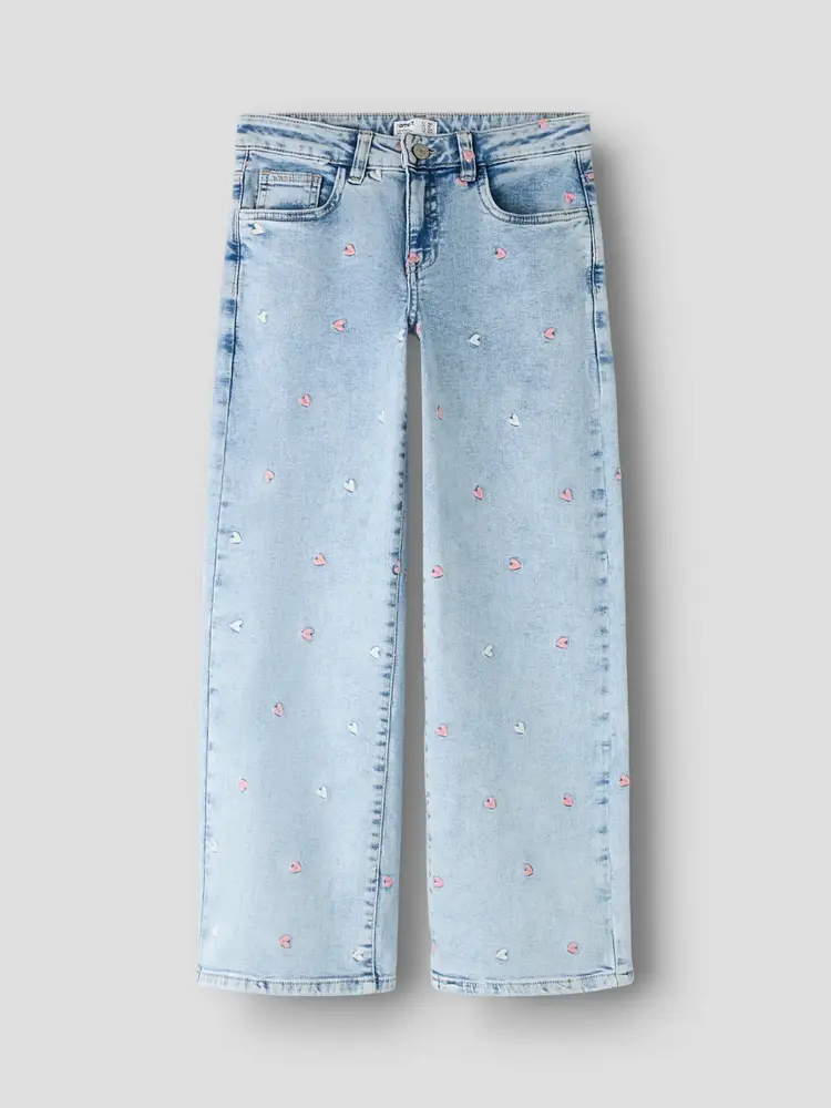 Name It blauwe spijkerbroek met all-over hartjes
