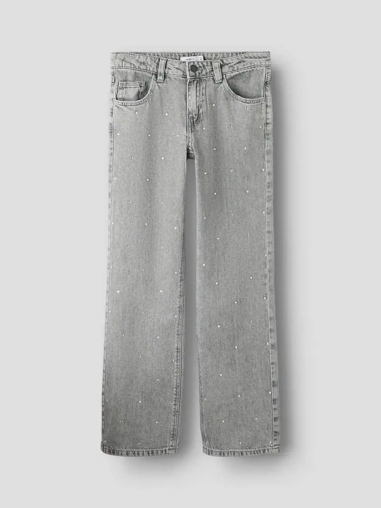 Name It straight fit jeans grey – jeans met strass details