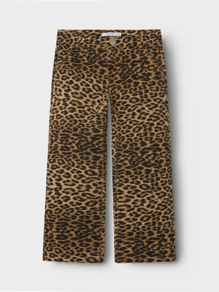 Name It wide leg broek met leopard print