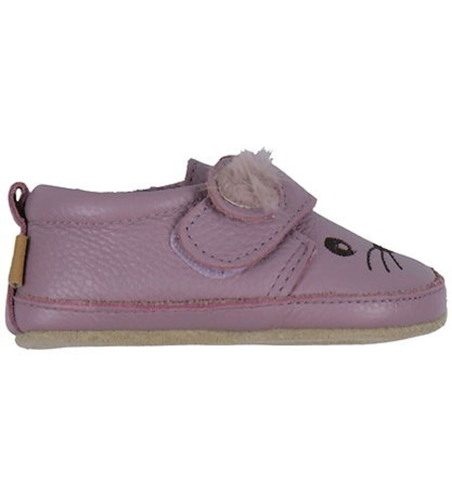 MP Denmark zachte leren babyslofjes muis in heather mauve
