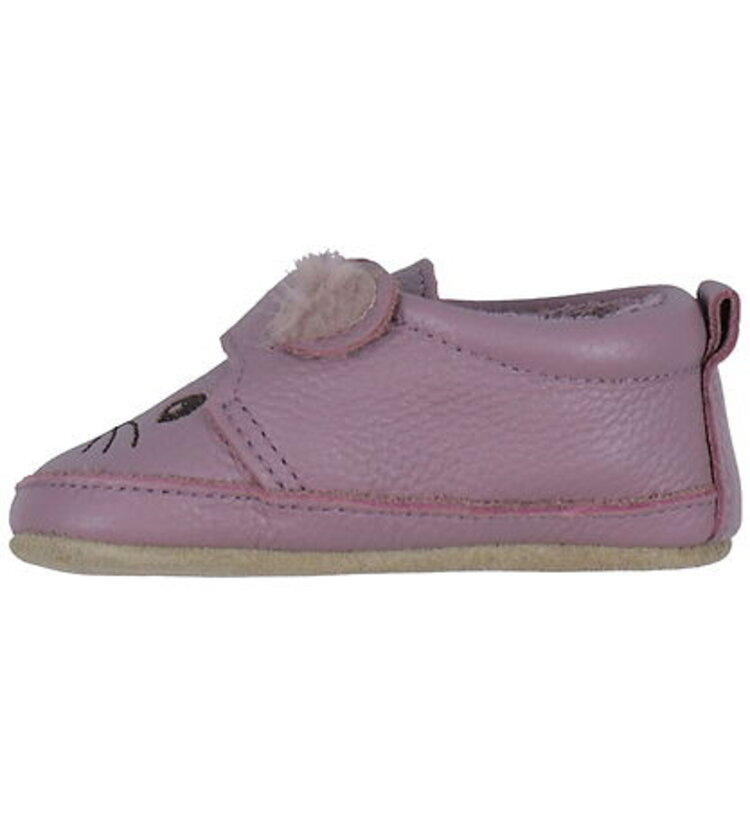 MP Denmark zachte leren babyslofjes muis in heather mauve