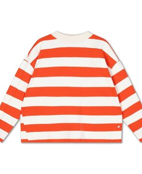 Repose 25. Boxy sweater flame red block stripe