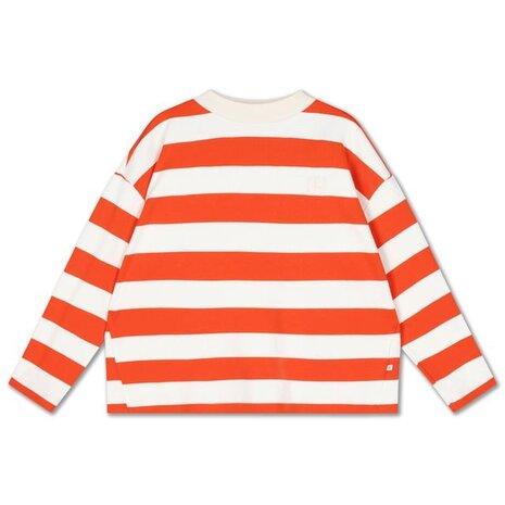 Repose 25. boxy sweater flame red block stripe